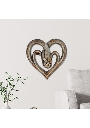Sones 30 X 30cm El Tutan El Kalp Şeklinde Ahşap Duvar Dekorasyonu El Sanatları Kolye