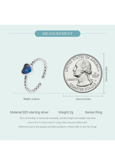 Wostu 925 Ayar Gümüş Duygu Taş Renk Değişimi Kalp Ayarlanabilir Yüzük Platin Kaplama Kadınlar İçin Parti Güzel Takı