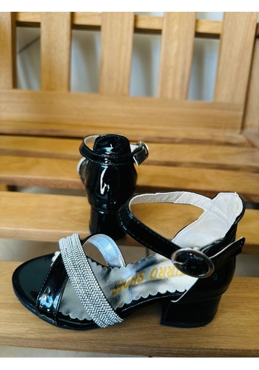 Gala Önü Çapraz Çocuk Topuklu Ayk Siyah