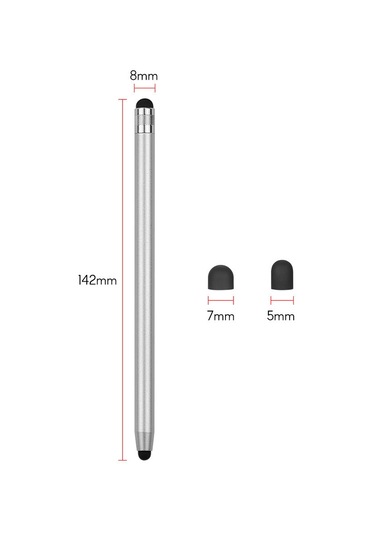 Singree 2si 1 Arada Tüm Tabletler Telefonlar İçin 8 Yedek Uçlu Dokunmatik Kalem Seti Siyah 2 Gri 2