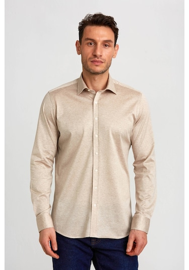Bisse Platınıum Regular Fit Gömlek Bej Pltg024 D07 Bej