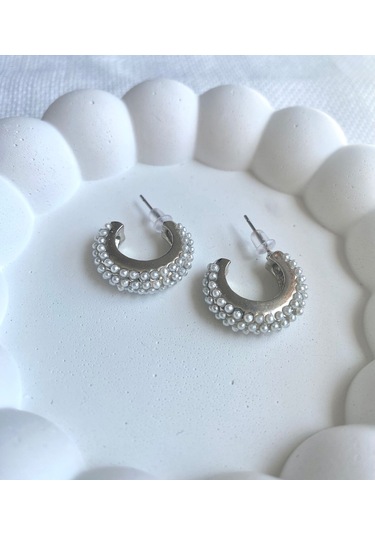 Kadın Küpe Minik Ful İnci Kesik Halka Küpe 001