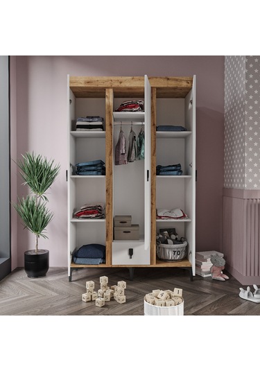 Patiko Rose 3 Kapaklı Dolap Meşe