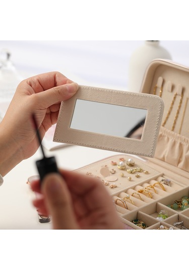 Aynalı Fermuarlı Takı Organizer - Seyahat Dostu Takı Kutusu
