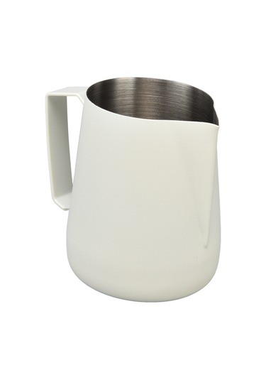 Mufunye 304 Çelik Kahve Süt Köpük Kupa, Uçlu Açık, 450ml, Kalın Cisim, Profesyonel Desenler İçin, Beyaz