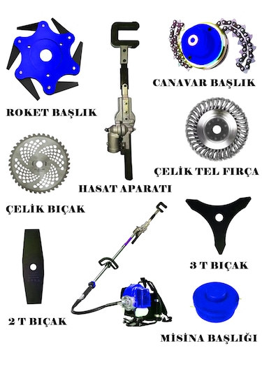 Eisenn Ergo9000 Sırt Tip Benzinli Motorlu Tırpan + Zeytin Badem Hasat Makinesi 9 Parça Özel Set