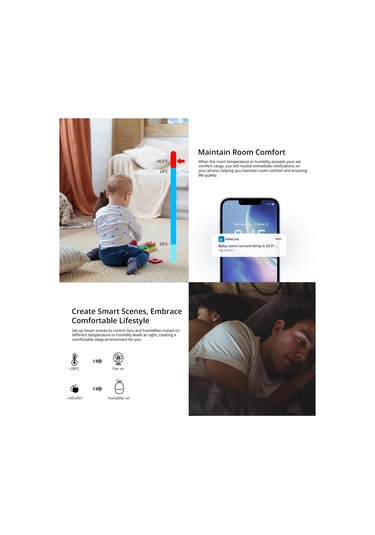 Lemestar "sonoff Snzb-02p Akıllı Zigbee 3.0 Sıcaklık Ve Nem Sensörü - Uzaktan Takip Ve Alarm Özellikli"