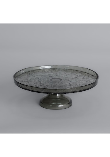 Linens Gleam Cam 25 Cm Ayaklı Servis Tabak Füme Füme