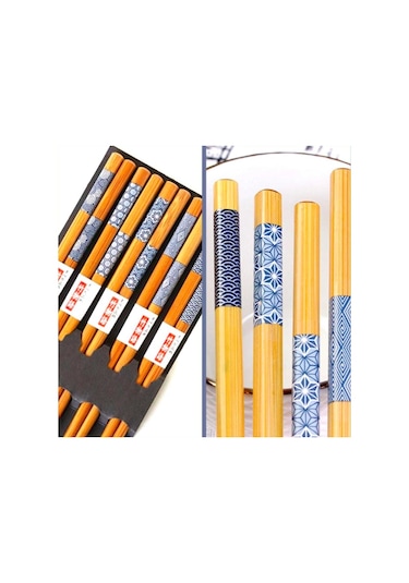Omeniv Beş Çift (10) Chopstick Set Bambu Yemek Sushi Noodle