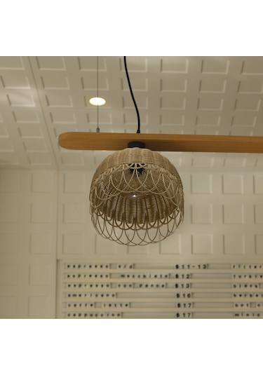 Bambu, Hasır, Rattan Sarkıt Avize: Cream 30-32Cm