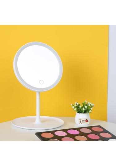 Vkemall Şarj Edilebilir Yuvarlak Makyaj Aynası L-ed Işık Ekran Anahtarı Çıkarılabilir Ta