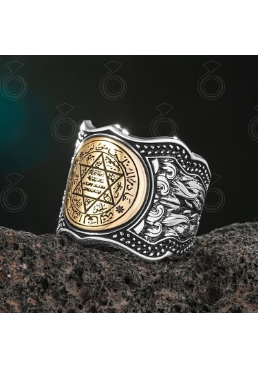 Gümüş Mühr-Ü Süleyman Motifli Zihgir Yüzük Ayarlanabilir Ölçü - 556387887