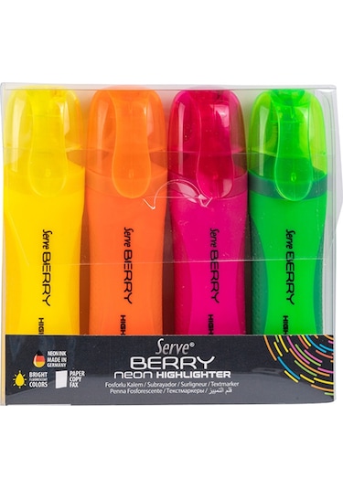 Serve Berry Fosforlu Kalem Neo 4'lü