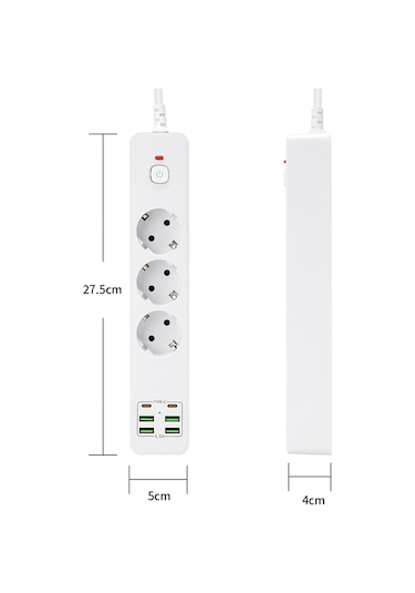 H-01 Hızlı Şarj İstasyonu 3000w 3'lü Priz 2 Metre Uzatma Kablosu