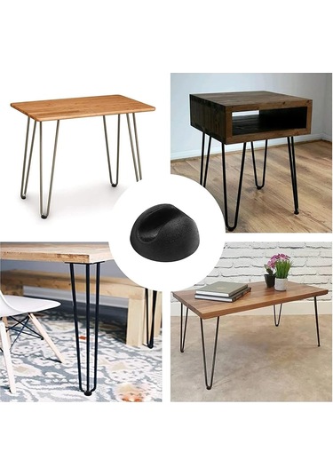 Kalın Metal Çubuklu 10'lu Silikon Mobilya Bacak Koruyucuları Siyah Diğer