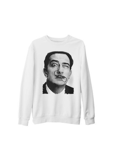 Salvador Dali Beyaz Kalın Sweatshirt