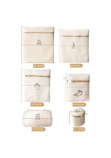 4 Adet / Takım Ev Net Cep İç Çamaşırı Yıkama Torbası Kalınlaşmış Polyester Çamaşır Yıkama Seti Bej Çok Renkli