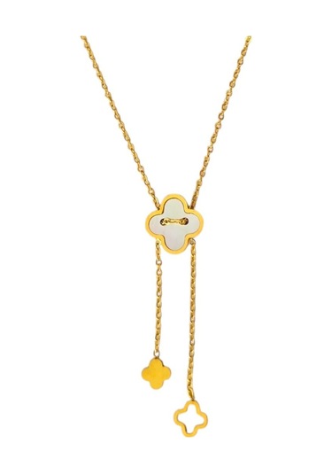 Yonca Figürlü Ayarlanabilir Çelik Kolye Altın