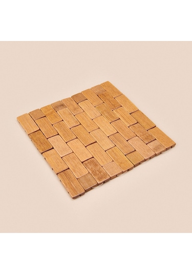 Mucit Home 1 Adet Bambu Damalı Nihale Sağlıklı Bambu Açık Kahverengi
