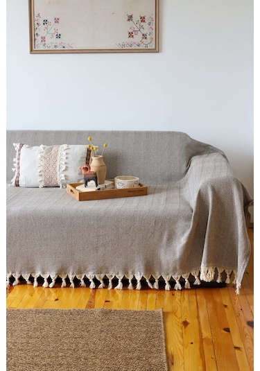 Kolları Örten Kahve Battal Boy Koltuk, Çekyat Örtüsü 180x300 Cm Kahve