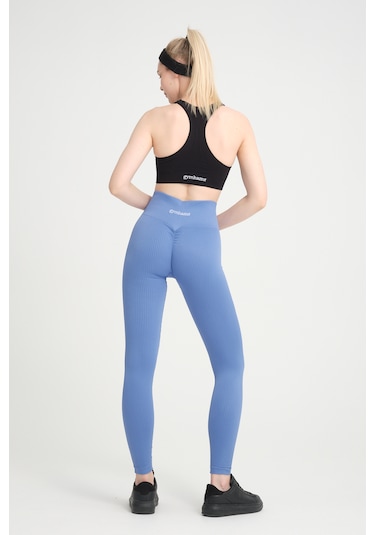 Mavi Kalçası Büzgülü Premium Fitilli Ekstra Push Up Yüksek Bel E Mavi