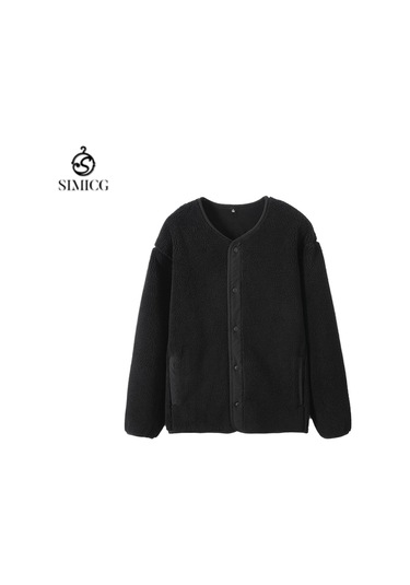 Erkek Polar Hırka, Kalın Ve Sıcak Günlük Ceket Siyah