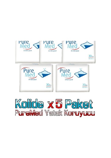 Puremed 60 x 90 CM Hasta Altı Bezi Serme Yatak Koruyucu 30'lu x 5 150 Adet