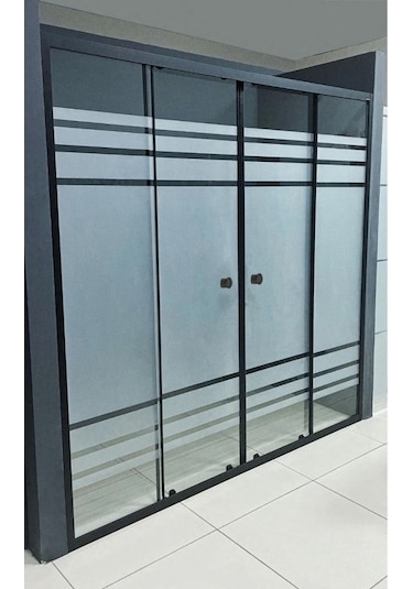 Durul Duşakabin Ön Cephe Siyah Profil Desenli Siyah