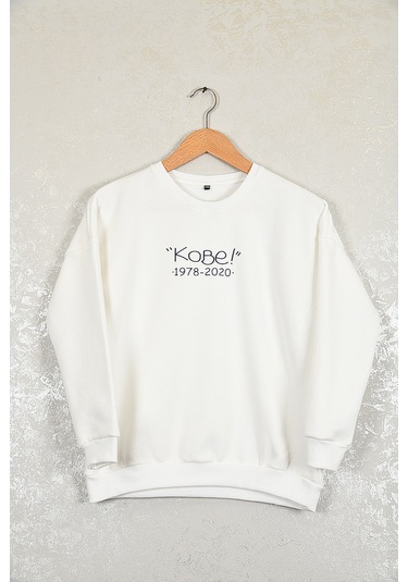 Çocuk Kobe Oversize Baskılı Pamuklu Uzun Kollu Bisiklet Yaka Swe Beyaz