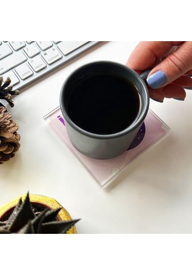 Decorita Cam Bardak Altlığı Burçlar - İkizler Burcu 4'lü Takım 10 CM Çok Renkli