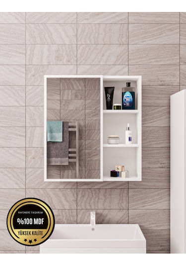Dalin Tek Kapak Aynalı Banyo Dolabı Beyaz