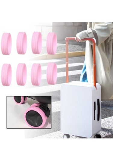 Homyl 8 Adet Bagaj Bavul Tekerlekleri Kapak Düşük Gürültü Pembe