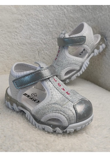 Muggo Slyvester Günlük Önü Kapalı Cırtlı Unisex Çocuk Sandalet Gri