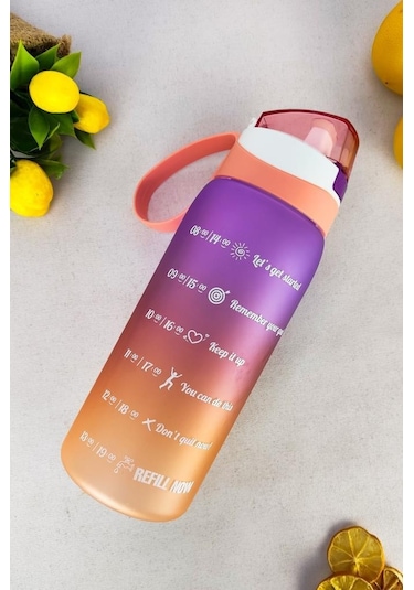 Digithome 1 L Çift Renk Ölçü Baskılı Motivasyon Sağlıklı Plastik Su Şişesi Yavruağzı 161646-162 C1-1-139