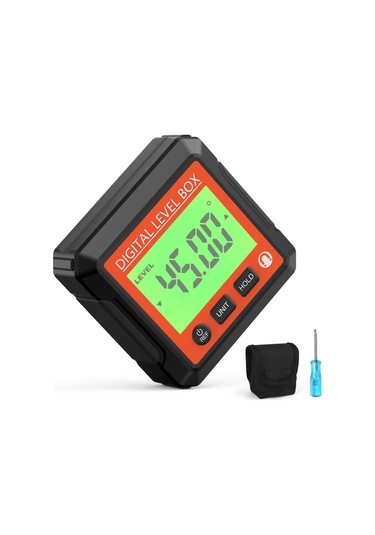 Honmex Dijital İklinometre - Lcd Arka Işık, Manyetik Taban, Açı-eğim Dönüşümü, Veri Kilidi, 4x90 Ölçüm Aracı Kırmızı Ve Kırmızı