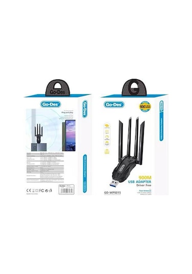 Go-des Gd-wps015 Wi-fi Usb Adaptörü 900mbps Siyah