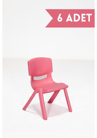 Junior 6 Adet Kreş Anaokulu Çocuk Sandalyesi Sert Plastik Pembe