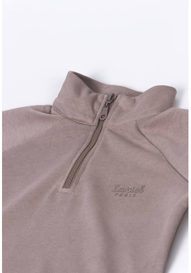 Lacıel Parıs Dik Yaka Kabartma Logolu Çocuk Eşofman Takım Kahverengi