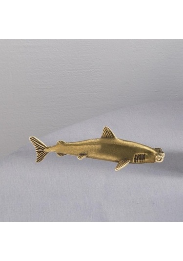 Lijinxu Pirinç Köpekbalığı Heykeli Çay Evi Masa Üstü Yemek 5.9cmx1.6cm