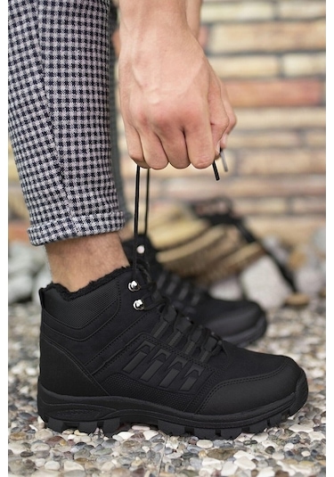 X-Step X6 Siyah Termal Kürklü Kışlık Erkek Bot Ayakkabı