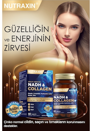 Nutraxin Nadh Collagen 60 Tablet Tip1 Tip3 Hyaluronik Asit, Elastin, Seramid, Resveratrol Glutatyon