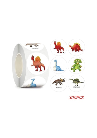 100-500 Adet 1 ''yuvarlak Dinozor Çıkartmalar Çocuklar İçin Öğretmen Ödül Çıkartmalar Okul Malzemeleri Hayvan Teşvik Rulo Etiket Ev İçin Yellow