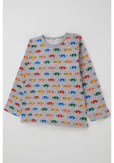 Breeze Erkek Çocuk Pijama Takımı Renkli Kayakçı Gözlüğü Desenli 1-3 Yaş, Gri Melanj Gri Melanj