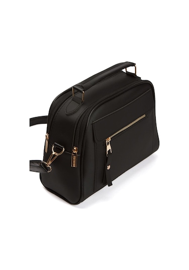 Kadın Günlük Siyah Vizon Omuz Çantası 2 Adet Siyah - Vizon