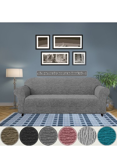 StarMall Jakarlı Ağaç Kabuğu Koltuk Örtüsü, Kanepe Örtüsü, Chester Örtüsü Koltuk Kılıfı 3 Kişilik Bir Adet Koyu Gri