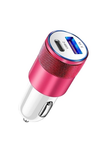 40w Çift Pd Hızlı Şarj 66w Usb Tip C Araç Telefon Şarj Adaptörü Pd Usb Pembe-çin