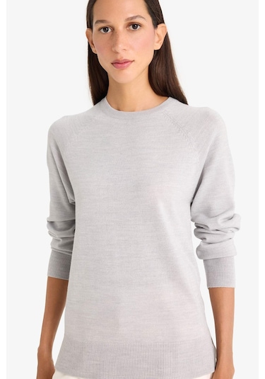 Defacto Relax Fit Bisiklet Yaka Basic Düz Triko Kazak I6913az25wngr456 Gri