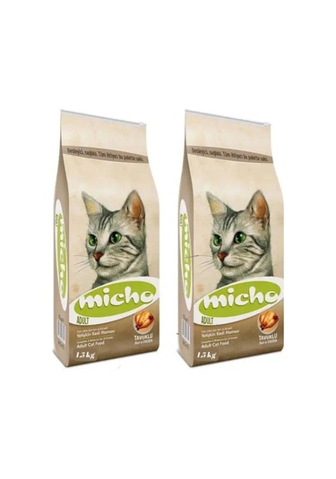 Micho 2 Adet 1,5 Kg Micho Adult Cat Tavuklu Yetişkin Kedi Maması