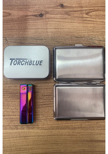 Ciyu Ticaret Torchblue Metal Çakmak ve Sigara Kutusu