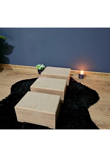 Ahşap Büyük-orta-küçük Boy 3 Lü Set Takı Saat Aksesuar Kutusu